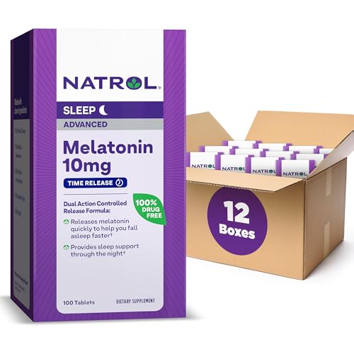 Natrol Advanced Sleep Melatonin 10mg, Dietary Supplement for Restful Sleep, Time Release Melatonin Tablets, 100 Time-Release Tablets, 100 Day Supply