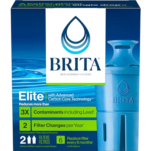 Brita Elite Water Filter Replacement for Pitchers and Dispensers, BPA-Free, Reduces 99% of Lead, Lasts Six Months or 120 Gallons, Includes 1 Pitcher Replacement Filter