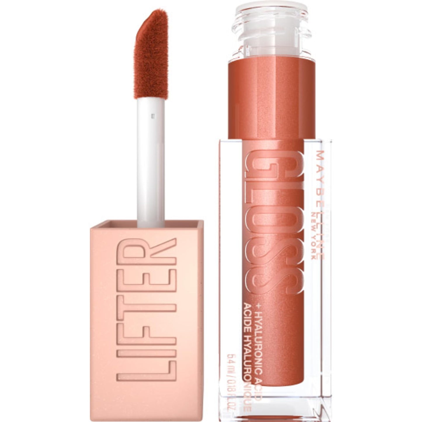 Maybelline Lifter Gloss, Hydrating Lip Gloss with Hyaluronic Acid, Ice, Pink Neutral, 0.18 Ounce