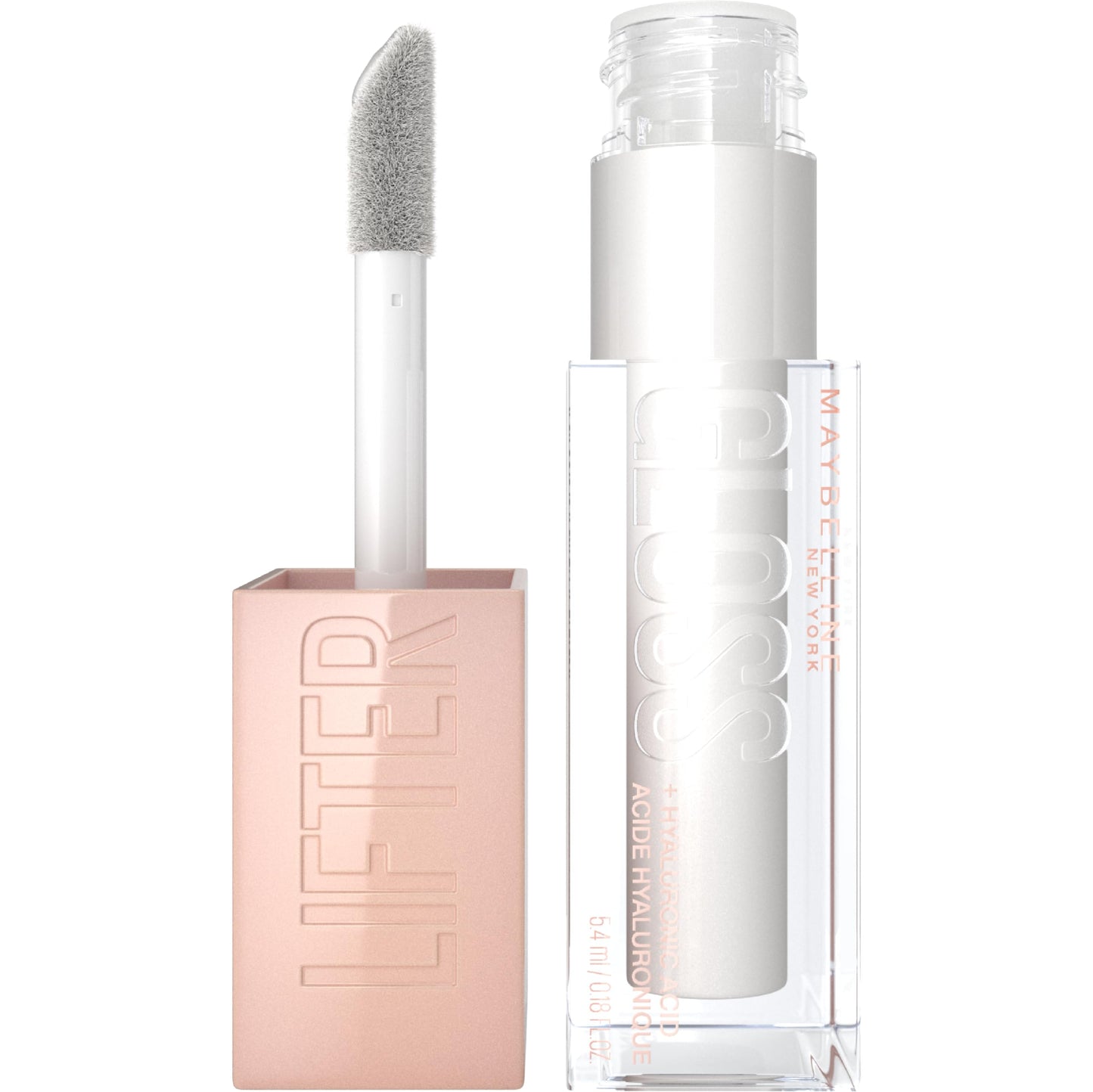 Maybelline Lifter Gloss, Hydrating Lip Gloss with Hyaluronic Acid, Ice, Pink Neutral, 0.18 Ounce