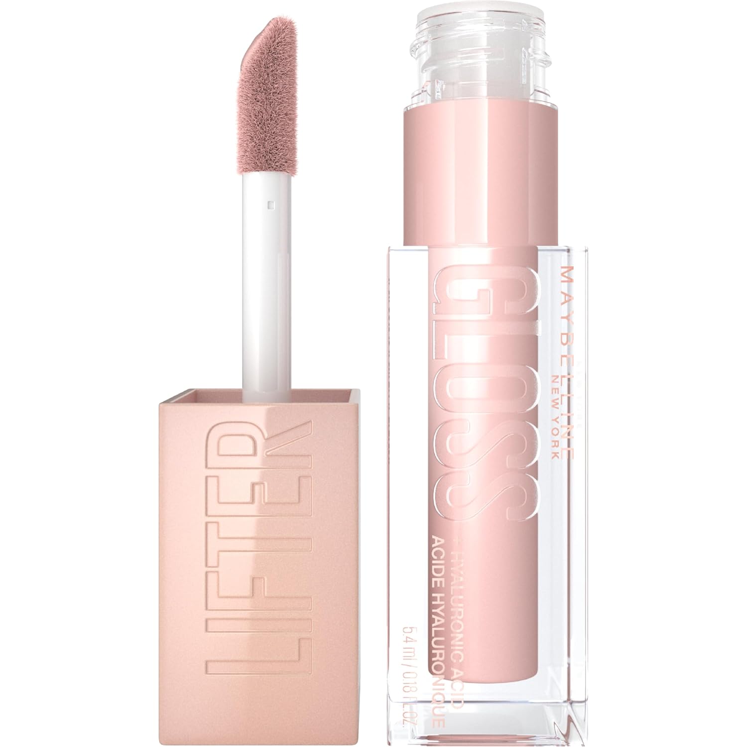 Maybelline Lifter Gloss, Hydrating Lip Gloss with Hyaluronic Acid, Ice, Pink Neutral, 0.18 Ounce