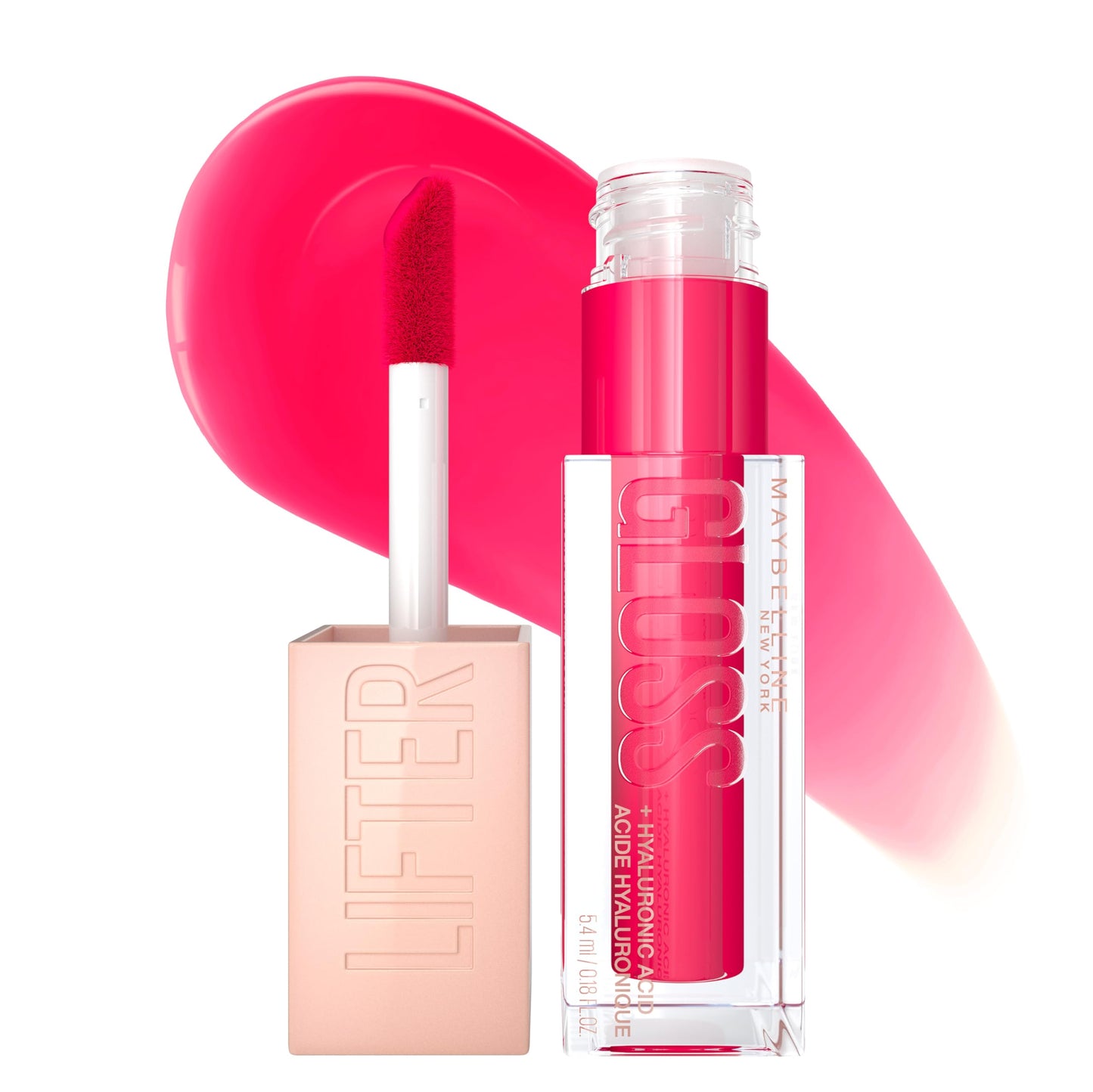 Maybelline Lifter Gloss, Hydrating Lip Gloss with Hyaluronic Acid, Ice, Pink Neutral, 0.18 Ounce