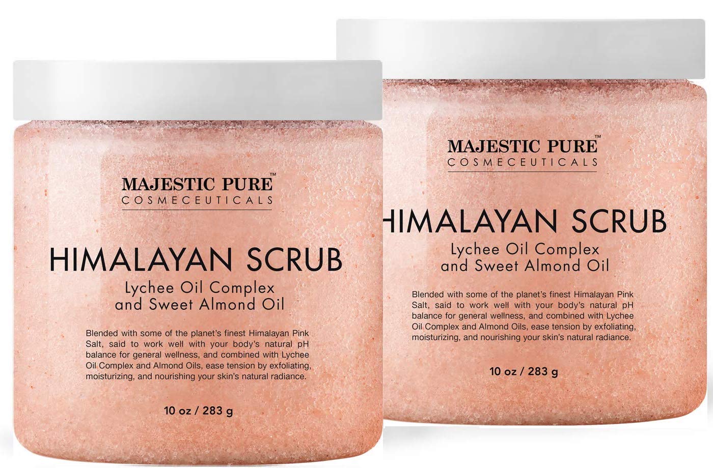 MAJESTIC PURE Himalayan Salt Body Scrub with Lychee Oil, Exfoliating Salt Scrub to Exfoliate & Moisturize Skin, Deep Cleansing - 10 oz