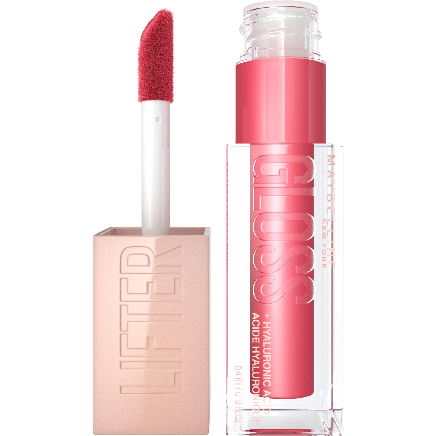 Maybelline Lifter Gloss, Hydrating Lip Gloss with Hyaluronic Acid, Ice, Pink Neutral, 0.18 Ounce