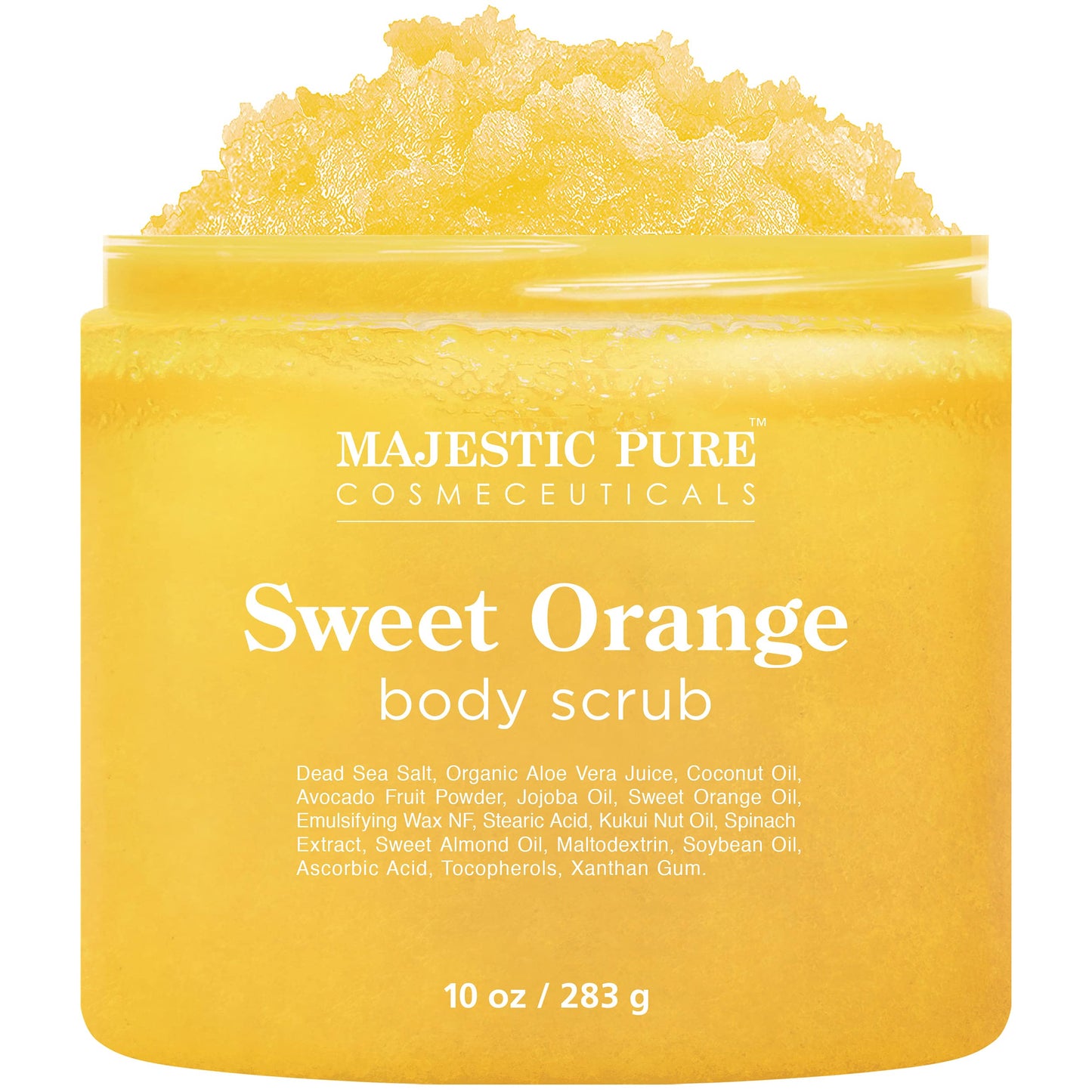 MAJESTIC PURE Himalayan Salt Body Scrub with Lychee Oil, Exfoliating Salt Scrub to Exfoliate & Moisturize Skin, Deep Cleansing - 10 oz