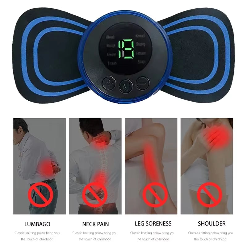 Electric EMS Neck Massager Mini Cervical Back Patch Stimulator Massageador Mat Portable Gel Pad Stickers Slim